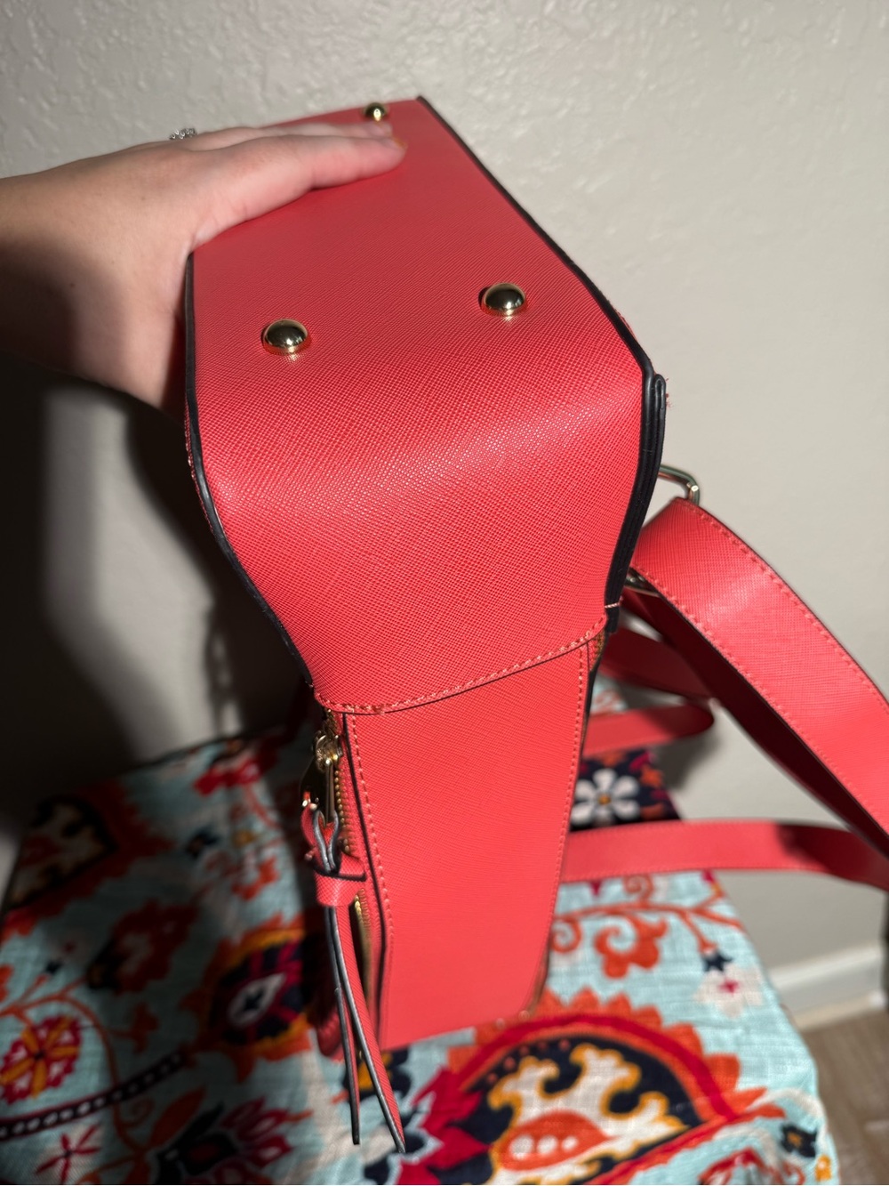 CALPAK Kaya 15" Laptop Backpack Cranberry Red Faux Leather Travel Work Bag - Picture 11 of 15